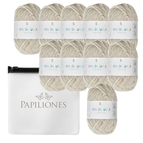 Chenille Chenillegarn Haekelgarn Bastelgarn Ricorumi Amigurumi Wolle 10 Knäul Farbe: 21 natur von Camtiac