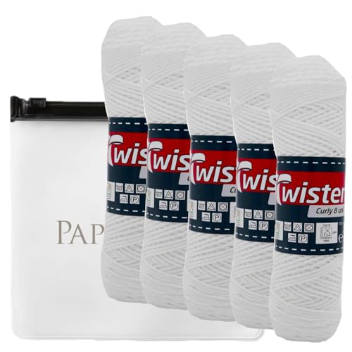 Haekelgarn Baumwollgarn Stricken Haekeln Basteln 5x50g Fb.10 weiss inkl.Zippbeutel von Camtiac