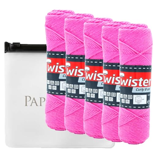 Haekelgarn Baumwollgarn Stricken Haekeln Basteln 5x50g Fb.32 pink inkl.Zippbeutel von Camtiac