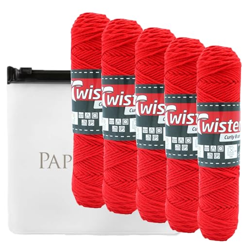 Haekelgarn Baumwollgarn Stricken Haekeln Basteln 5x50g Fb.35 rot inkl.Zippbeutel von Camtiac