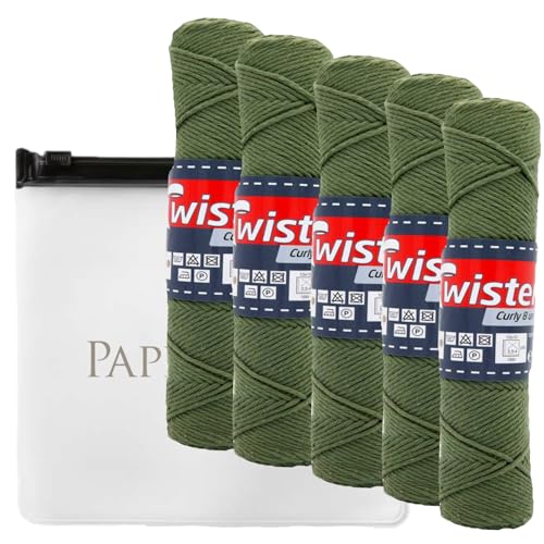 Haekelgarn Baumwollgarn Stricken Haekeln Basteln 5x50g Fb.73 oliv inkl.Zippbeutel von Camtiac