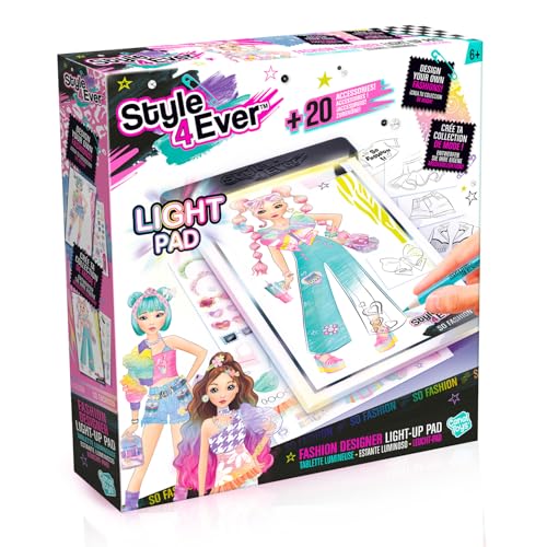C Toys Leuchttafel – Modus mit Kreativ-Set – LED-Zeichentisch mit Bleistiften, Schablonen und Aufklebern – Design-Set Kleidung mit Zubehör für Kinder C Toys Leuchttafel – Modus mit Kreativ-Set – LED-Zeichentisch mit Bleistiften, Schablonen und Aufklebern – Design-Set Kleidung mit Zubehör für Kinder von Canal Toys