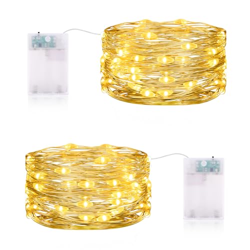 Lichterkette Batterie Mit Timer - 2 x 50er LED 5M Mini IP65 Wasserdicht für Party, Weihnachten, Halloween, Hochzeit Deko von CandLuc