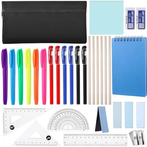 Candcamp 29-teiliges Schreibwaren-Set für die Schule, Schreibwaren-Set mit Federmäppchen, Notizblock, Haftnotizen, 6 Gelstifte, 6 Textmarker, 6 Bleistifte, 2 Radiergummis, 1 Bleistiftspitzer, 4 Candcamp 29-teiliges Schreibwaren-Set für die Schule, Schreibwaren-Set mit Federmäppchen, Notizblock, Haftnotizen, 6 Gelstifte, 6 Textmarker, 6 Bleistifte, 2 Radiergummis, 1 Bleistiftspitzer, 4 von Candcamp