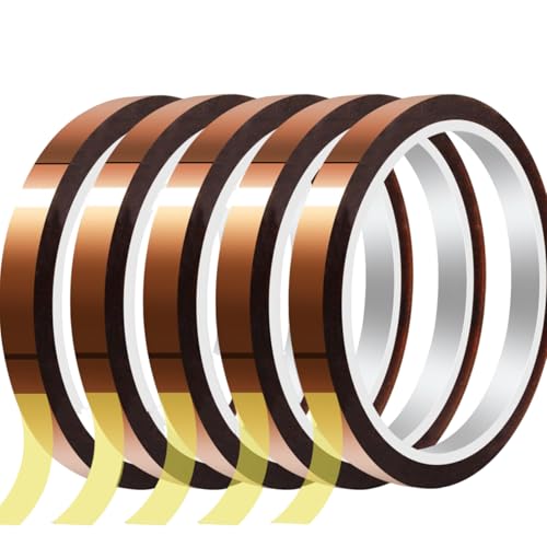 Polyimid Kapton Tape, 5 Rollen 10mm x 33m Hitzebeständiges Klebeband Selbstklebend Isolierband, Polyimid Film Klebeband Sublimationsklebeband Hohen Temperaturen HitzebestäNdig Tape Bis Zu 300℃ Polyimid Kapton Tape, 5 Rollen 10mm x 33m Hitzebeständiges Klebeband Selbstklebend Isolierband, Polyimid Film Klebeband Sublimationsklebeband Hohen Temperaturen HitzebestäNdig Tape Bis Zu 300℃ von Candeon