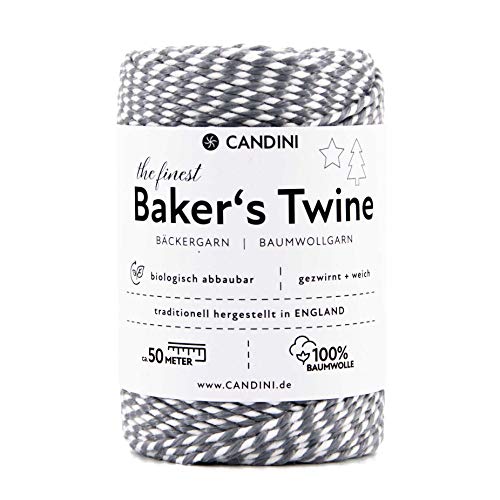 Candini Bäckergarn Silber Metallic | 50m | weiches Bastelgarn aus Baumwolle - Premium Qualität aus England, zweifarbig - Bakers Twine, Bastelschnur, Baumwollschnur, Geschenkband Candini Bäckergarn Silber Metallic | 50m | weiches Bastelgarn aus Baumwolle - Premium Qualität aus England, zweifarbig - Bakers Twine, Bastelschnur, Baumwollschnur, Geschenkband von Candini