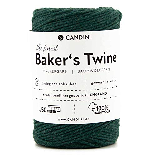 Candini Bäckergarn dunkelgrün - weiches Bastelgarn aus reiner Baumwolle, 50m - Premium Qualität - Baker’s Twine Bastelschnur, Geschenkband - Made in England Candini Bäckergarn dunkelgrün - weiches Bastelgarn aus reiner Baumwolle, 50m - Premium Qualität - Baker’s Twine Bastelschnur, Geschenkband - Made in England von Candini
