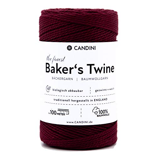 Candini Bäckergarn rot bordeaux - weiches Bastelgarn aus reiner Baumwolle, 100m - Premium Qualität - Baker’s Twine Bastelschnur, Geschenkband - Made in England Candini Bäckergarn rot bordeaux - weiches Bastelgarn aus reiner Baumwolle, 100m - Premium Qualität - Baker’s Twine Bastelschnur, Geschenkband - Made in England von Candini