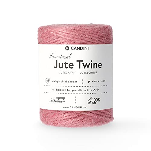 Candini Jutegarn - rosa, 50m Bastelschnur - ø 2-3mm reine Jute - Schnur Kordel | Premium Qualität - Made in England - Paketschnur, Dekoration, Garten, Verpackung Candini Jutegarn - rosa, 50m Bastelschnur - ø 2-3mm reine Jute - Schnur Kordel | Premium Qualität - Made in England - Paketschnur, Dekoration, Garten, Verpackung von Candini