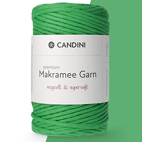 Candini Premium Makramee Garn ostergrün, 4mm x 100m, 100% recycelte Baumwolle, gezwirnt single-twisted, Baumwollgarn für Macrame in grün Candini Premium Makramee Garn ostergrün, 4mm x 100m, 100% recycelte Baumwolle, gezwirnt single-twisted, Baumwollgarn für Macrame in grün von Candini