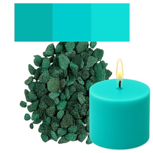 Kerzenfarbe in Flocken – 30 beliebte Farben – Hochkonzentriert – Für Paraffin, Bienenwachs, Sojawachs, Stearin, Palmwachs – Premium Farbflocken - Türkis von Candles Fantasy