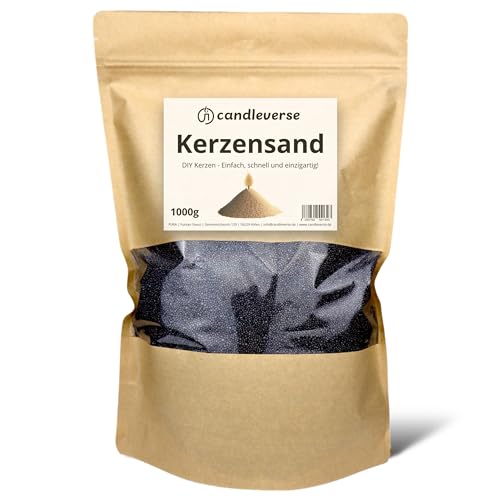 Candleverse Kerzensand 1kg [Schwarz] | inkl. 30 Dochte | Natürliches Kerzenwachsgranulat | Kreative DIY-Kerzen für Zuhause und als Deko von Candleverse