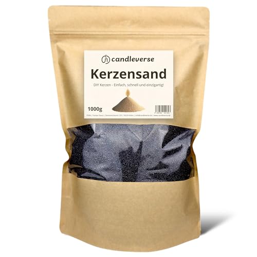 Candleverse Kerzensand Schwarz 1000g | Wachsgranulat inkl. Dochte Kreative DIY-Kerzen von Candleverse