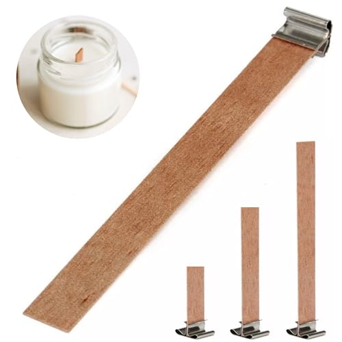 Candleverse Premium Holzdochte HDK Set | 100 Dochte (10 pro Größe) für Verschiedene Behältergrößen | Ideal für DIY-Kerzen | Inkl. 100 Dochtaufkleber von Candleverse