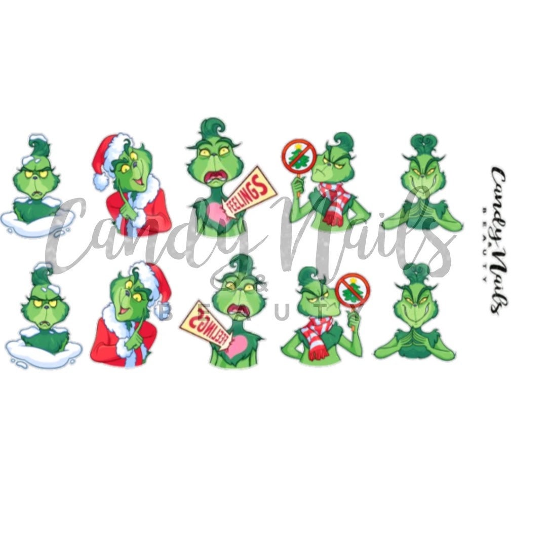 Wasser Aufkleber Folie Kunst Nägel Transfers Weihnachten Grinchy Xmas Grün Nageldesign Festlich Wasser Aufkleber Folie Kunst Nägel Transfers Weihnachten Grinchy Xmas Grün Nageldesign Festlich von CandyNailsUk