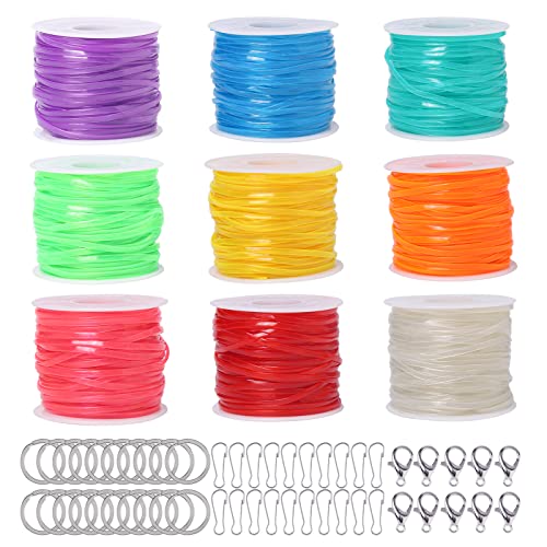 Candygirl 140 Meter Schlüsselband, leuchtet im Dunkeln, Gimpenschnur-Set, Kunststoff-Schnürschnur für Boondoggle-Armbänder, Schlüsselanhänger, Bastelarbeiten, Webset (9 Rollen, 120 m) von Candygirl