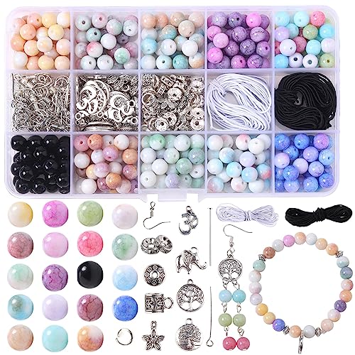 Nenjindz Edelstein Perlen Kristall Perlen für Schmuck machen, 8mm farbige Perlen blauen Stein Perlen Crackle Glas Perlen für Armbänder Ohrring Schmuck machen Kit Erwachsene Handwerk Armbänder Sets Nenjindz Edelstein Perlen Kristall Perlen für Schmuck machen, 8mm farbige Perlen blauen Stein Perlen Crackle Glas Perlen für Armbänder Ohrring Schmuck machen Kit Erwachsene Handwerk Armbänder Sets von Candygirl