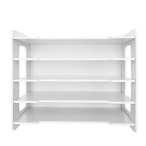 Schreibtisch Organizer, Briefablage Organisator, Bürotisch Aufbewahrungsregal, Schreibtisch Organizer mit Aktenhalter, 5 Lagen, Weiß, 34*25*26.5cm, für Heimbüro und Schule, für Dokumente,Papier, Buch von Candygou