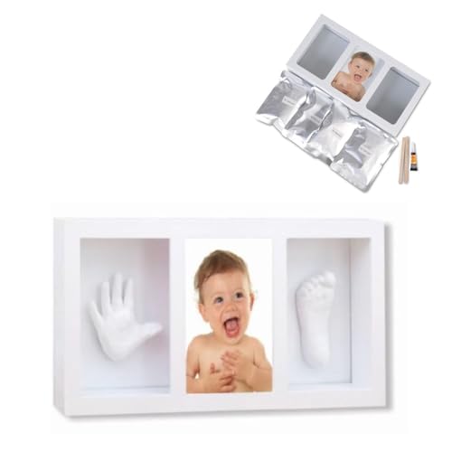 Cangaroo Baby Gipsabdruck 3D Hand- und Fußabdruckset, Fotorahmen aus Holz, Farben:weiß von Cangaroo