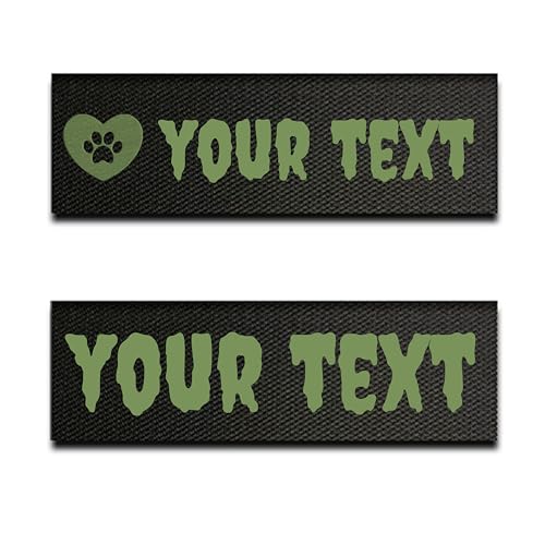 Set mit 2 anpassbaren phosphoreszierenden Etiketten für taktisches Geschirr – 2 selbsthaftende Patches, kompatibel mit Rabbitgoo-Geschirr – sichtbar im Dunkeln, anpassbar (8x2cm) von Canicaprice