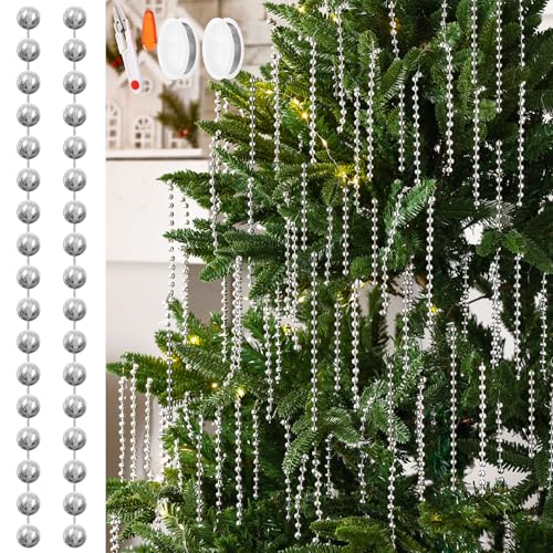 Canlierr 120 Stück Weihnachtsbaumschmuckperlen mit 2 Rollen mit 7 m Angelschnur und Schere, Kunststoff, Weihnachtsbaumperlen, Girlande, Perle, zum Aufhängen, für Weihnachtsfeier, Dekoration (Silber) Canlierr 120 Stück Weihnachtsbaumschmuckperlen mit 2 Rollen mit 7 m Angelschnur und Schere, Kunststoff, Weihnachtsbaumperlen, Girlande, Perle, zum Aufhängen, für Weihnachtsfeier, Dekoration (Silber) von Canlierr