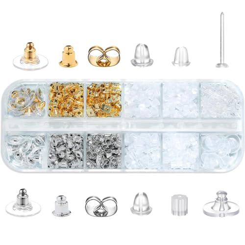 Canollo 12 Styles Ohrstecker Verschluss, 600 Stück Ohrring Verschluss, Ohrringheber und Ohrläppchenhalter, Veiche Silikon Sicherheitsverschlüsse Ohrringstecker, Metall Ohrringe Stecker Verschlüsse Canollo 12 Styles Ohrstecker Verschluss, 600 Stück Ohrring Verschluss, Ohrringheber und Ohrläppchenhalter, Veiche Silikon Sicherheitsverschlüsse Ohrringstecker, Metall Ohrringe Stecker Verschlüsse von Canollo