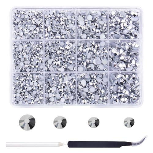 Canollo 1485 Stück Silber Strasssteine, 3/4/5/6mm Runde Strasssteine Mit Flacher Rückseite, Rhinestones for Bedazzling, Nail Charms, Diamanten für Nagelkunst, Nagel Deko Bekleidung Basteln Canollo 1485 Stück Silber Strasssteine, 3/4/5/6mm Runde Strasssteine Mit Flacher Rückseite, Rhinestones for Bedazzling, Nail Charms, Diamanten für Nagelkunst, Nagel Deko Bekleidung Basteln von Canollo