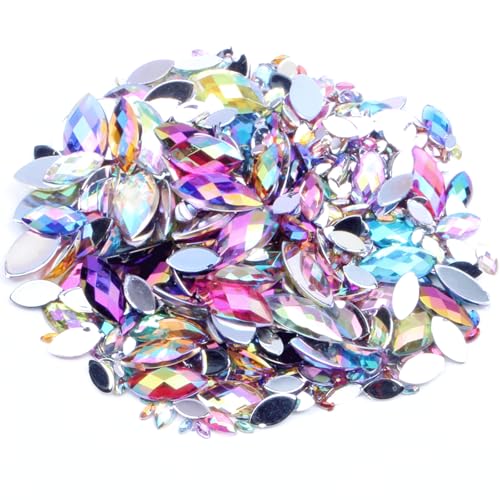 Canollo 200 Stück Acryl Strasssteine Set, Bunt Strass Nagelzubehör, Edelsteine in Verschiedenen Farbe und Größen, Basteln Flatback Strasssteine, Dekorative Diamanten für Nagel Deko, DIY Handwerk von Canollo