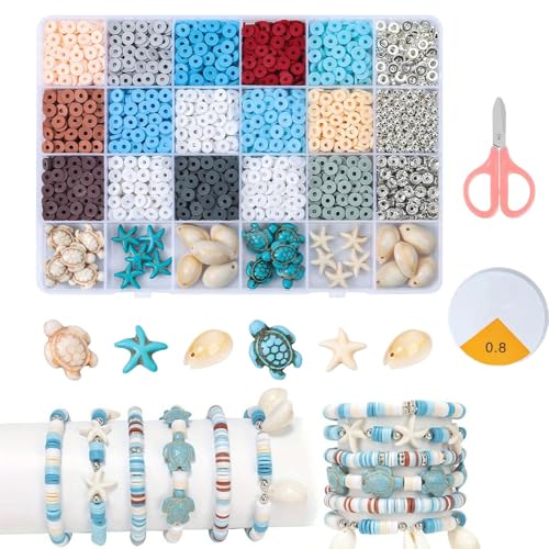Canollo 2400 Stück Perlen für Armbänder, Ketten Selber Machen set, Clay Perlen zum Auffädeln, Schmuckherstellung Kit für Schmuckherstellung, Halsketten, Ohrringe, Handwerk von Canollo