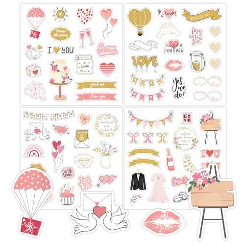 Canollo 4 Blätter Sticker Hochzeit Gästebuch, Vintage Love Sticker Wedding Stickers, Hochzeit Aufkleber mit Viel Liebe, Decorative Stickers für Gästebuch, Fotoalbum, Scrapbooking, Wedding Decoration Canollo 4 Blätter Sticker Hochzeit Gästebuch, Vintage Love Sticker Wedding Stickers, Hochzeit Aufkleber mit Viel Liebe, Decorative Stickers für Gästebuch, Fotoalbum, Scrapbooking, Wedding Decoration von Canollo
