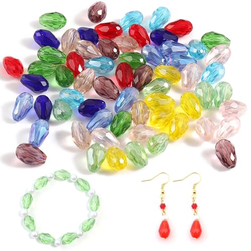 Canollo 50 Stück Glasperlen Zum Auffädeln, Bunte Kristall Perlen, Kristall Facettierte Glasperlen, Glas Perlen mit Loch für Basteln Schmuckherstellung, DIY Halsketten, Armbänder, Ohrringe Canollo 50 Stück Glasperlen Zum Auffädeln, Bunte Kristall Perlen, Kristall Facettierte Glasperlen, Glas Perlen mit Loch für Basteln Schmuckherstellung, DIY Halsketten, Armbänder, Ohrringe von Canollo