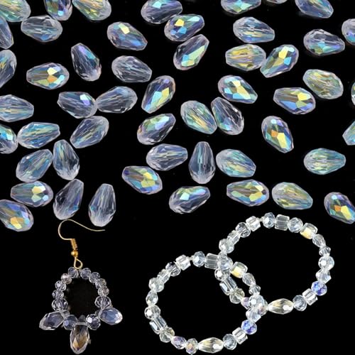 Canollo 50 Stück Glasperlen Zum Auffädeln, Transparent Kristall Perlen, Kristall Facettierte Glasperlen, Glas Perlen mit Loch für Basteln Schmuckherstellung, DIY Halsketten, Armbänder, Ohrringe Canollo 50 Stück Glasperlen Zum Auffädeln, Transparent Kristall Perlen, Kristall Facettierte Glasperlen, Glas Perlen mit Loch für Basteln Schmuckherstellung, DIY Halsketten, Armbänder, Ohrringe von Canollo