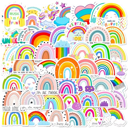 Canollo 50 Stück Regenbogen Aufkleber, Graffiti Rainbow Sticker, Niedliche Regenbogenbrücken Aufkleber, Vinyl-Aufkleber für Gepäck, Mobiltelefone, Kinderhelme, Computer, Notebooks von Canollo