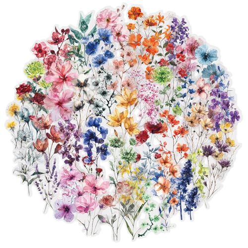 Canollo 50 Stück Transparente Blumen Aufkleber, PET Sticker Blumen, Flower Stickers, Natur Blume Aufkleber für Reisekoffer, Laptop, Planer, Kalender, Notizbücher, Handwerk, Tagebücher Canollo 50 Stück Transparente Blumen Aufkleber, PET Sticker Blumen, Flower Stickers, Natur Blume Aufkleber für Reisekoffer, Laptop, Planer, Kalender, Notizbücher, Handwerk, Tagebücher von Canollo