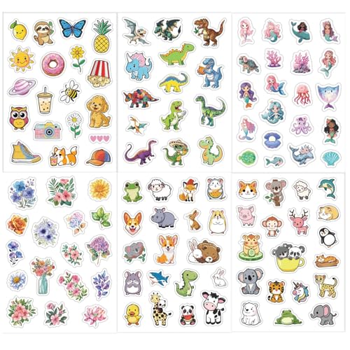 Canollo 6 Blätter Sticker Kinder, Über 90 Motiv Aufkleber, Tiere und Pflanzen Dekorative Sticker, Stickers für Scrapbooking, Laptop, Kindle, Wasserflasche, Fahrrad, Koffer Canollo 6 Blätter Sticker Kinder, Über 90 Motiv Aufkleber, Tiere und Pflanzen Dekorative Sticker, Stickers für Scrapbooking, Laptop, Kindle, Wasserflasche, Fahrrad, Koffer von Canollo