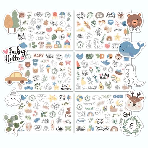 Canollo 6 Blatt Sticker Babyalbum, Baby Sticker Fotoalbum Set Mit 190 Deko Aufkleber, Lustige Stickers Baby für DIY Fotoalbum Und Scrapbooking, Aufkleber Babyalbum für Babyparty Geschenke Canollo 6 Blatt Sticker Babyalbum, Baby Sticker Fotoalbum Set Mit 190 Deko Aufkleber, Lustige Stickers Baby für DIY Fotoalbum Und Scrapbooking, Aufkleber Babyalbum für Babyparty Geschenke von Canollo