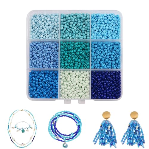 Canollo 900 Stück Perlen für Armbänder, 3mm Blau Glasperlen zum Auffädeln, Perlenkette Selber Machen Set, DIY Perlen zum Auffädeln für Schmuckherstellung, Halsketten, Ohrringe, Handwerk von Canollo