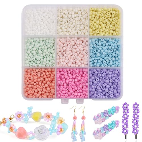Canollo 900 Stück Perlen für Armbänder, 3mm Bunte Glasperlen zum Auffädeln, Perlenkette Selber Machen Set, DIY Perlen zum Auffädeln für Schmuckherstellung, Halsketten, Ohrringe, Handwerk von Canollo
