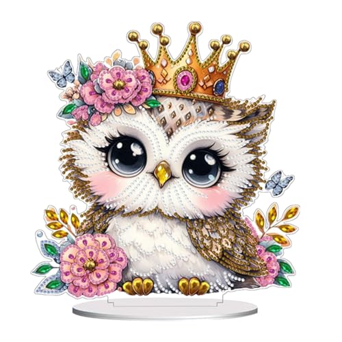 Canollo Diamond Painting Eule, DIY Diamant Painting Aufsteller, 5D Diamond Painting Figuren Eulen, Tischdeko Kunst Set, Diamant Painting Neuheiten 2025, für AnfäNger Hausgeschenk von Canollo
