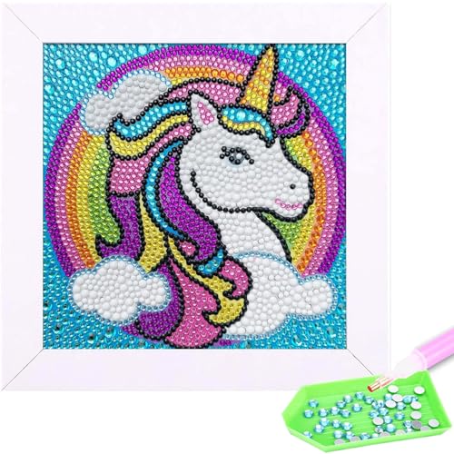 Canollo Diamond Painting Kinder Set, 5D DIY Diamant Painting Bilder Kinder, Diamond Painting Klein Mädchen, Geschenk Mädchen ab 6 Jahre, DIY Painting Bilder für Home Wand Decor (Einhorn) von Canollo