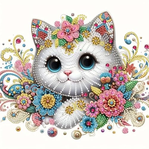 Canollo Diamond Painting Kinder Set, 5D Diamant Painting Bilde Rerwachsene, DIY Diamant Painting Bilder, Tiere Diamond Painting Klein für Kinder ab 6 Jahre 30X30cm(Katze) von Canollo