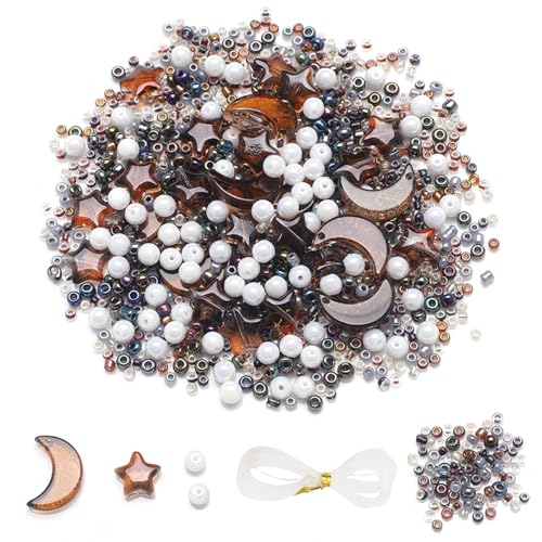 Canollo Mond Sterne Glasperlen zum Auffädeln, Perlen Set, DIY Perlen für Armbänder Erwachsene, 4 Typen Handgefertigt Perlen für Armbandherstellung, Glass Beads for Jewellery Making und Heimdekoration Canollo Mond Sterne Glasperlen zum Auffädeln, Perlen Set, DIY Perlen für Armbänder Erwachsene, 4 Typen Handgefertigt Perlen für Armbandherstellung, Glass Beads for Jewellery Making und Heimdekoration von Canollo