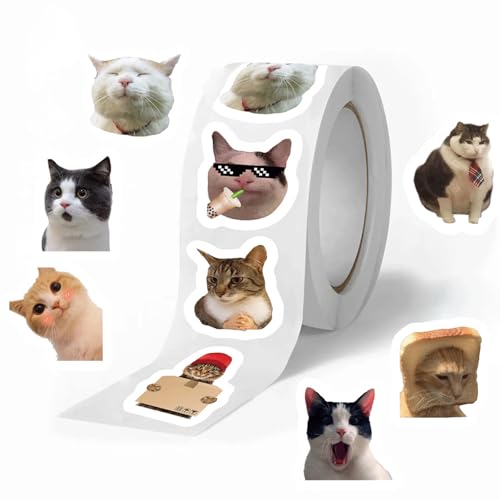 Canollo Runde Tier Aufkleber, 500 Stück Kitten Sticker Rolle, Cartoon Tieraufkleber für Kinder, Süße Sticker Tiere, Tiere Stickerrolle für Skateboard Gepäck Aufkleber Scrapbook Laptop Trinkflasche Canollo Runde Tier Aufkleber, 500 Stück Kitten Sticker Rolle, Cartoon Tieraufkleber für Kinder, Süße Sticker Tiere, Tiere Stickerrolle für Skateboard Gepäck Aufkleber Scrapbook Laptop Trinkflasche von Canollo