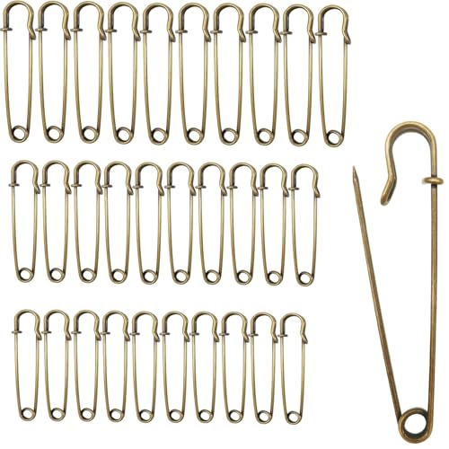 Canollo Sicherheitsnadeln Groß 30 Stück, 7cm 5,5cm 5cm, Metall Große Sicherheitsnadel für Befestigen Und Nähen Von Kleidung Und Handarbeiten, Große Sicherheitsnadeln für Broschen Herstellung (Bronze) Canollo Sicherheitsnadeln Groß 30 Stück, 7cm 5,5cm 5cm, Metall Große Sicherheitsnadel für Befestigen Und Nähen Von Kleidung Und Handarbeiten, Große Sicherheitsnadeln für Broschen Herstellung (Bronze) von Canollo