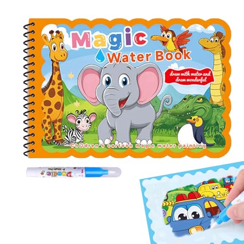 Canollo Wiederverwendbar Wasser Malbuch, Wassermalbuch mit Wasserstifte, Magisches Wassermalbuch, Kreatives Water Coloring ab 2 Jahr, Wasser Malbuch Doodle für Kinder Geschenke (Tierwelt) von Canollo