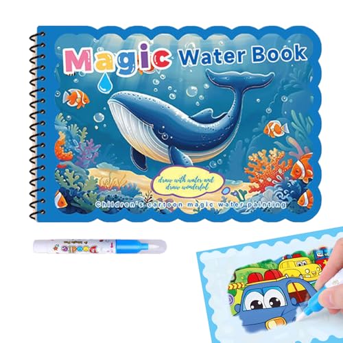 Canollo Wiederverwendbar Wasser Malbuch, Wassermalbuch mit Wasserstifte, Magisches Wassermalbuch, Kreatives Water Coloring ab 2 Jahr, Wasser Malbuch Doodle für Kinder Geschenke (Unterwasserwelt) von Canollo