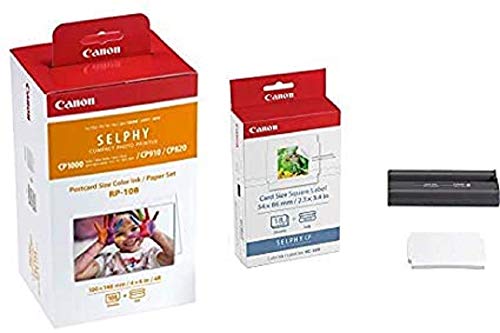 Canon Druckerkartusche RP-108 und Papier für Selphy CP Fotodrucker Serie & KC-18 IS 5 x 5 cm Sticker-Papier für Selphy Drucker von Canon