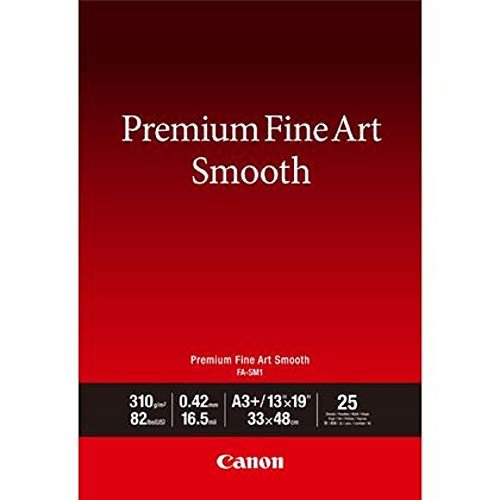 Canon FA-SM1 Premium Fine Art Smooth Fotopapier - DIN A3+, 25 Blatt (310 g/qm) für Tintenstrahldrucker 2646182 von Canon
