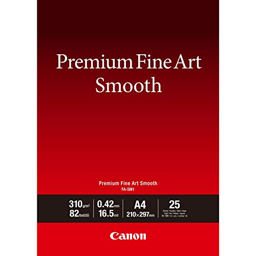 Canon FA-SM1 Premium Fine Art Smooth Fotopapier - DIN A4, 25 Blatt (310 g/qm) für Tintenstrahldrucker von Canon