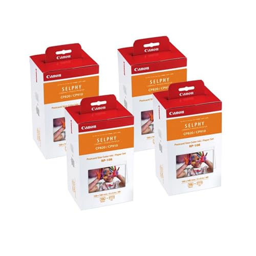Canon Farbe ink/Paper Set, kompatibel mit SELPHY CP910/CP820/CP1200, 4Pack of RP-108 von Canon